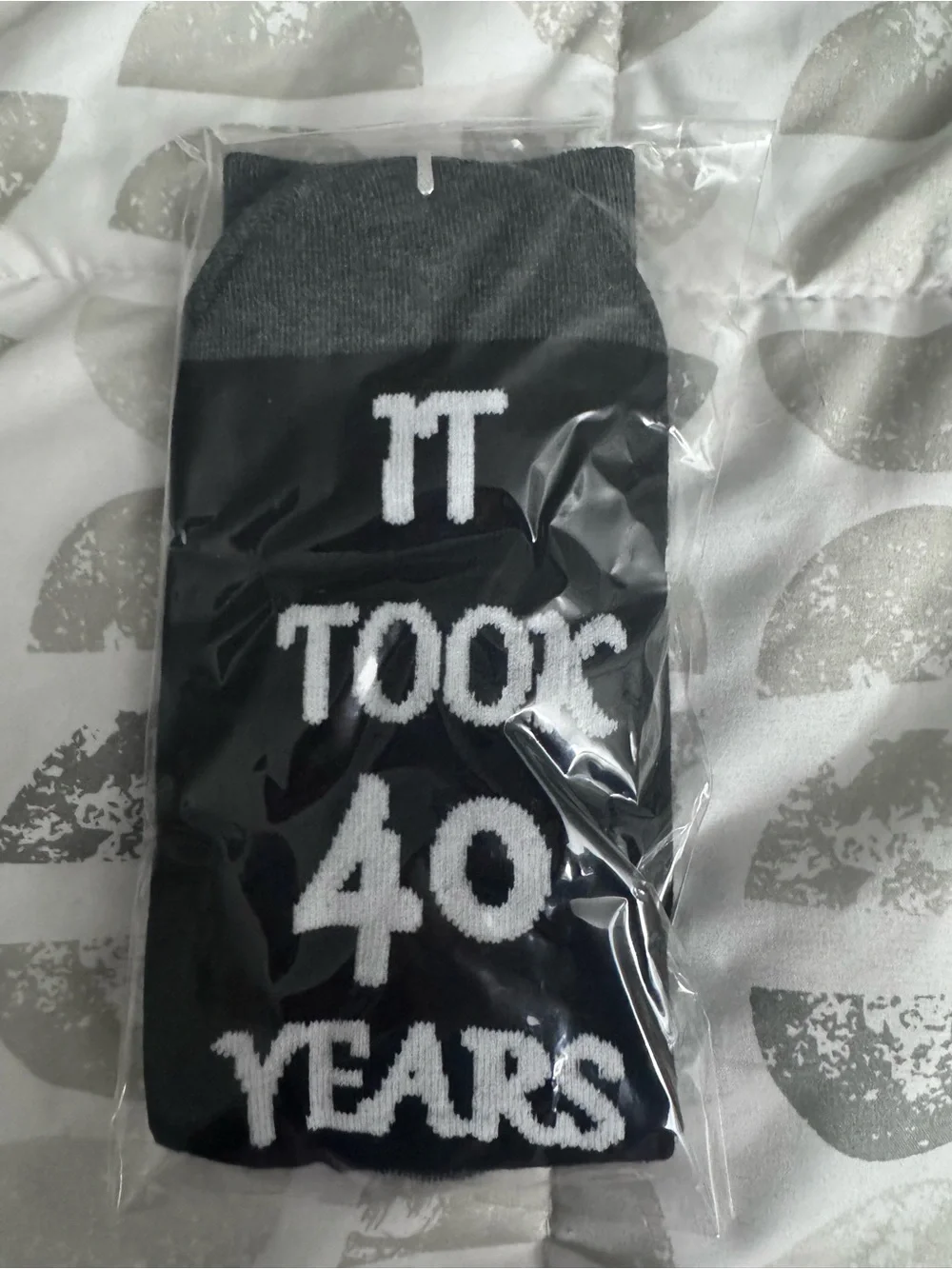 Black 'It Took 40 Years' Novelty Socks